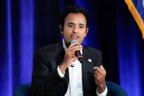 FILE - Republican presidential candidate businessman Vivek Ramaswamy speaks at an event in St. ...